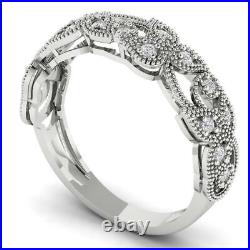 0.2ct Round Cut Simulated Designer Promise Anniversary Band 14k White Solid Gold