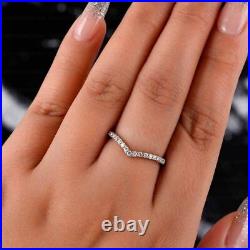0.30TCW Round Cut D/VVS1 Moissanite Curved Eternity Band in 14k Solid White Gold