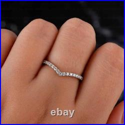 0.30TCW Round Cut D/VVS1 Moissanite Curved Eternity Band in 14k Solid White Gold