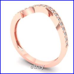 0.31ct Round Cut Simulated Stackable Curved Anniversary Band 14k Rose Solid Gold