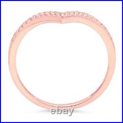 0.33ct Round Cut Simulated Chevron V Petite Anniversary Band 14K Rose Solid Gold