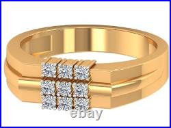 0.34 carats Natural White Diamond 14k Solid Yellow Gold Band Ring Jewelry