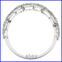 0.3ct Round Cut Simulated Designer Promise Anniversary Band 14k White Solid Gold