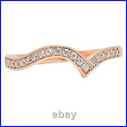 0.41ct Round Cut Simulated Stackable Curved Anniversary Band 14k Rose Solid Gold