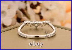 0.50Ct White Round Cut Moissanite Curved Matching Wedding Band Ring Solid Gold