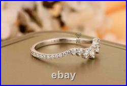 0.50Ct White Round Cut Moissanite Curved Matching Wedding Band Ring Solid Gold