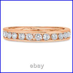 0.52ct Round Cut Simulated Promise Stacking Channel Set Band 14K Rose Solid Gold