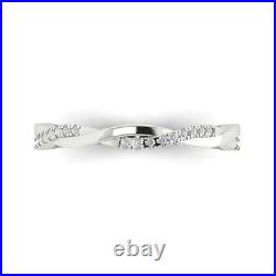 0.52ct Round Cut Simulated Stackable Wedding Statement Band 14k White Solid Gold