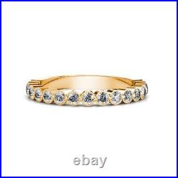 0.57 Ct Round Cut Moissanite Eternity Wedding Band Ring Solid 14k Yellow Gold