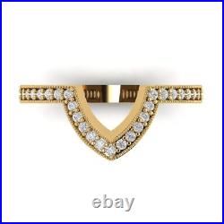 0.57ct Round Cut Simulated Promise Chevron V Stacking Band 14k Yellow Solid Gold
