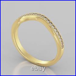0.60 Cts Round Brilliant Cut Diamonds Engagement Band Ring In 585 Solid 14K Gold