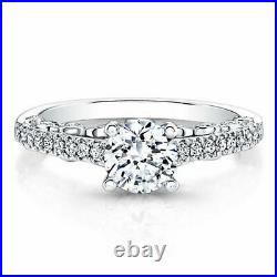 0.64 Ct Round Cut Real Diamond Engagement Ring 14K Solid White Gold Band Size L