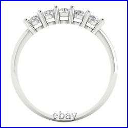 0.6ct Round Cut Simulated Stackable Petite Anniversary Band 14k White Solid Gold
