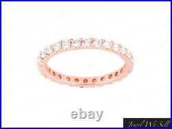 0.70Ct Round Diamond Wedding Eternity Band Ring Solid 18k Rose Gold F VS2 Prong