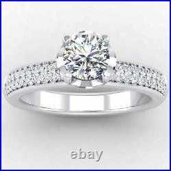 0.76 Ct Real Diamond Engagement Ring Solid 14K White Gold Band Size L M N P