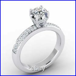 0.76 Ct Real Diamond Engagement Ring Solid 14K White Gold Band Size L M N P