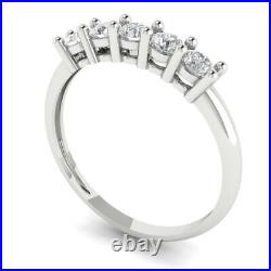 0.7ct Round Cut Simulated Stackable Petite Anniversary Band 14k White Solid Gold