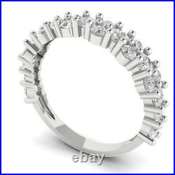 0.8ct Round Cut Simulated Designer Promise Anniversary Band 14k White Solid Gold