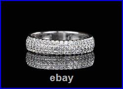 0.90Ct D/VVS1 Round Shape Solitaire Woman's Band In Solid 14KT White Gold