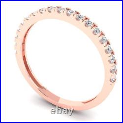 0.95ct Round Cut Simulated Stackable Petite Anniversary Band 14k Rose Solid Gold
