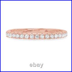 0.95ct Round Cut Simulated Stackable Petite Anniversary Band 14k Rose Solid Gold
