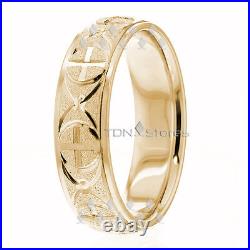 10K Gold 6.5mm Wedding Bands Religious Rings 10K Solid Gold, Size 4-13 Made USA