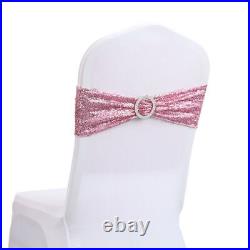 10-100 Sequin Chair Sashes Spandex Chair Band with Buckle Wedding Party Decor&
