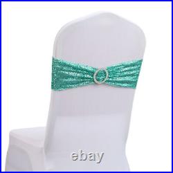 10-100 Sequin Chair Sashes Spandex Chair Band with Buckle Wedding Party Decor&