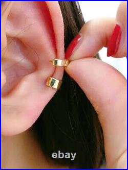 10ct Solid Gold Asymmetric Band Huggie Hoops Earrings unisex, helix, 9k, 10k