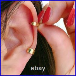 10ct Solid Gold Asymmetric Band Huggie Hoops Earrings unisex, helix, 9k, 10k