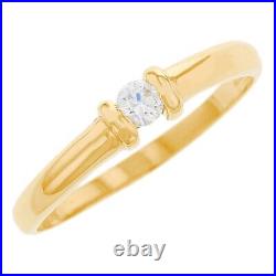 10k or 14k Real Solid Gold 4.5mm Round CZ High Polished Anniversary Band Ring