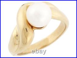 10k or 14k Solid Gold Freshwater Cultured Pearl Twisted Band Unique Ladies Ring