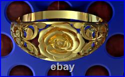 14KYellow Gold Solid Flowers Ornament Ring