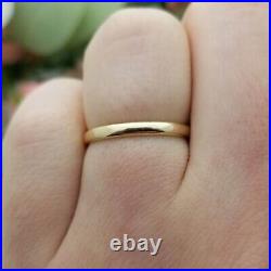 14K Simple Yellow Gold Thin Wedding Band-Stackable-Solid-2.5mm Wide-ClassicStyle
