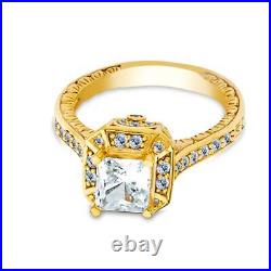 14K Solid Gold 1.25 Ct. Princess Cut CZ Engagement Ring With Stones on Band