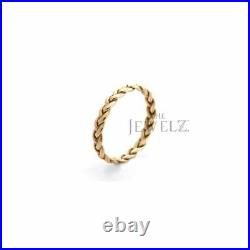 14K Solid Gold 2 mm Thin Band Braided Wedding Ring Handmade The Jewelz