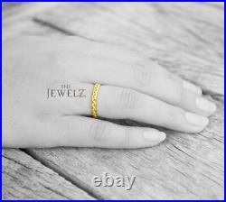 14K Solid Gold 2 mm Thin Band Braided Wedding Ring Handmade The Jewelz