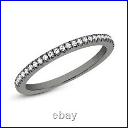 14K Solid Gold Black Rhodium Diamond Ring 1.5MM Thin Wedding Band Natural Size 5