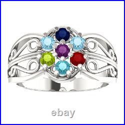 14K Solid Gold Mother's Day Ring 1 to 7 Birthstones, Moms family Jewelry Ring