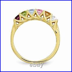 14K Solid Gold Mother's Heart Ring 2 to 6 Birthstones Family Ring, Moms jewelry
