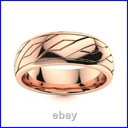 14K Solid Rose Gold Band Men's Eternity Engagement band Width 6 MM All Sizes