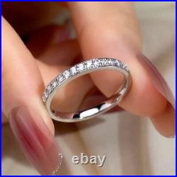 14K Solid White Gold 0.60 Ctw Round Cut Moissanite Engagement Wedding Band Ring