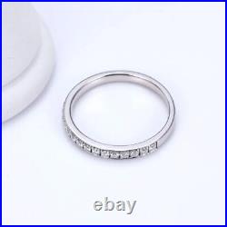 14K Solid White Gold 0.60 Ctw Round Cut Moissanite Engagement Wedding Band Ring