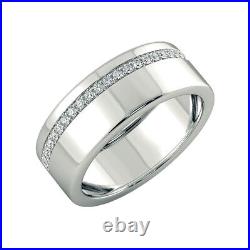 14K Solid White Gold Band 0.26 Ct Natural Diamond Engagement Mens Ring Size 12