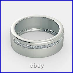 14K Solid White Gold Band 0.26 Ct Natural Diamond Engagement Mens Ring Size 12