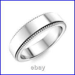 14K Solid White Gold Band Men's Eternity Wedding band 5.5 MM Width Sizable
