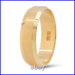 14K Solid Yellow Gold 6MM Beveled Edge Wedding Ring Band Size 7 Comfort Fit