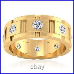 14K Solid Yellow Gold Band 0.88 Ct SI1 Natural Diamond Engagement Mens Ring Size