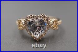 14K Solid Yellow Gold Beautiful 11MM Heart CZ Band Ring. Size 7