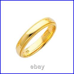 14K Solid Yellow Gold Comfort Fit Milgrain Wedding Band Ring 4mm Size4-12 Men Wm